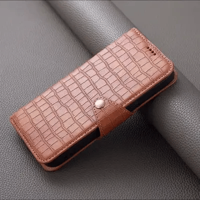 Alligator Print iPhone tok pénztárcával és szíjjal
