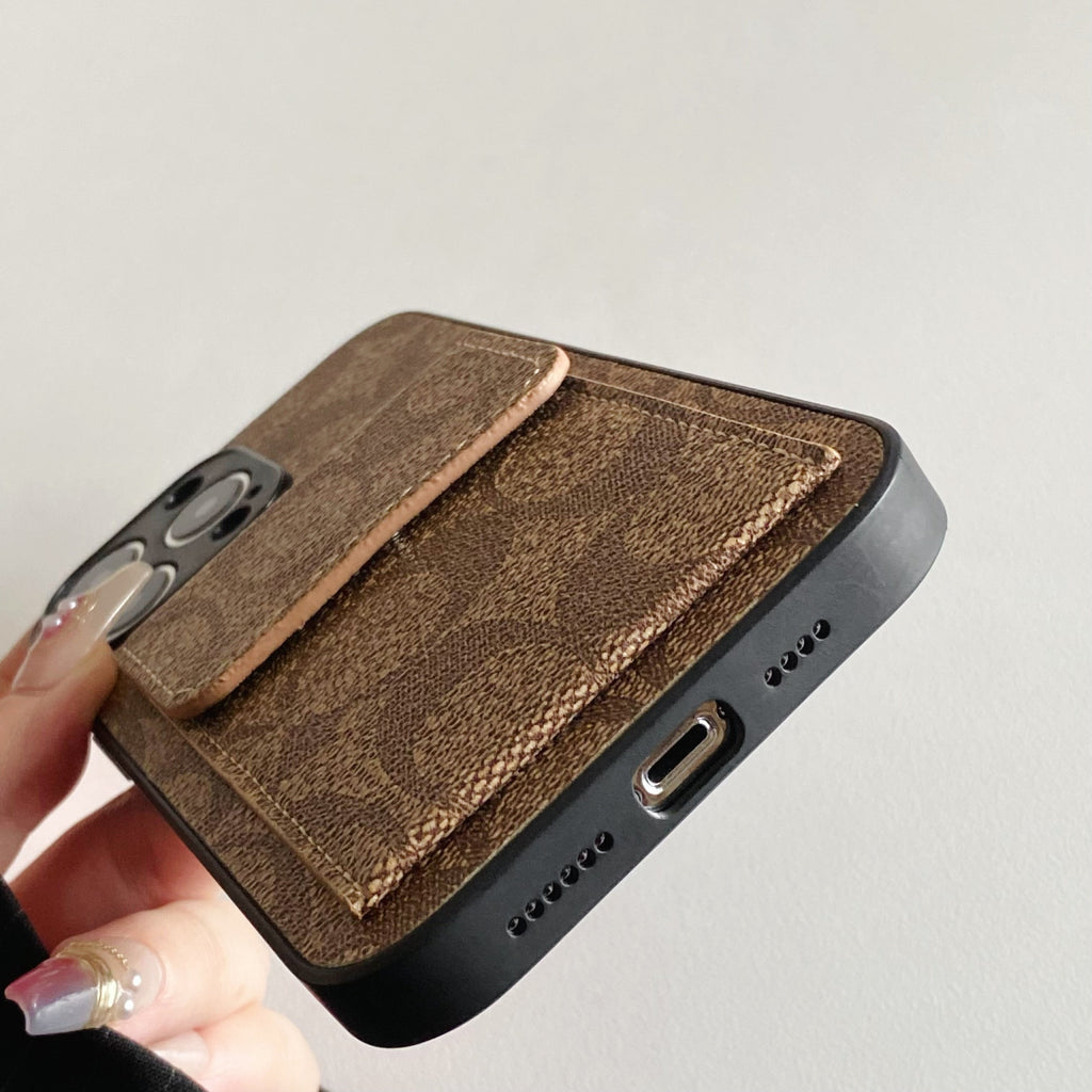 Κλασική θήκη iPhone με Πορτοφόλι ανοιχτό καφέ-HP240513