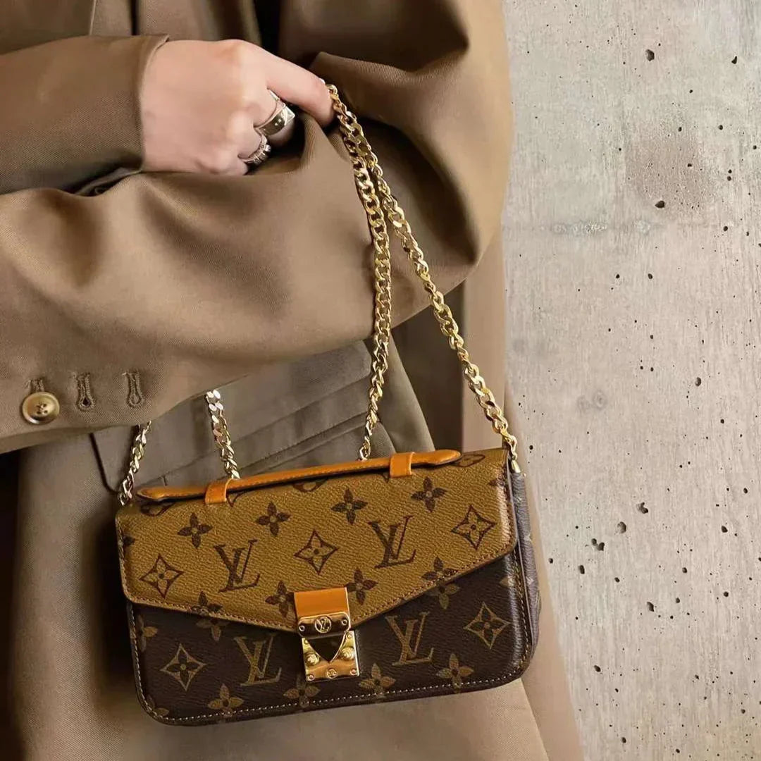 Monogram Canvas Bag Hand Held Crossbody Chain Mobile Phone