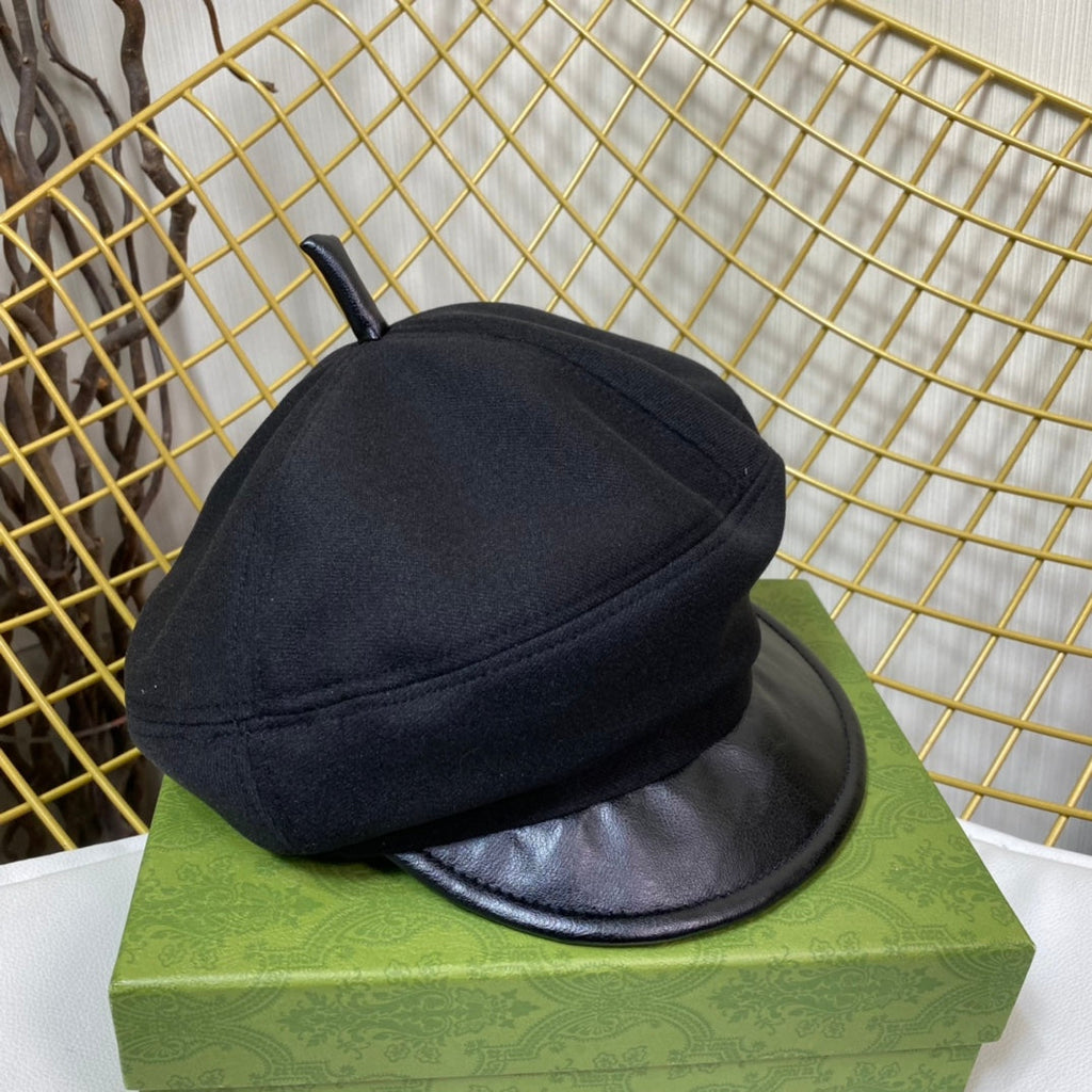 Classic GG Metal Logo Octagonal Flat Cap | Luxury Designer Cashmere Hat