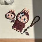 Funda de silicona con dibujos animados lindo Labubu Zimomo | Marrón Rosa - Funda para iPhone