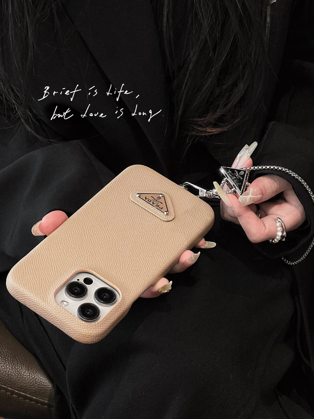 Lyxigt läder Crossbody iPhone-fodral