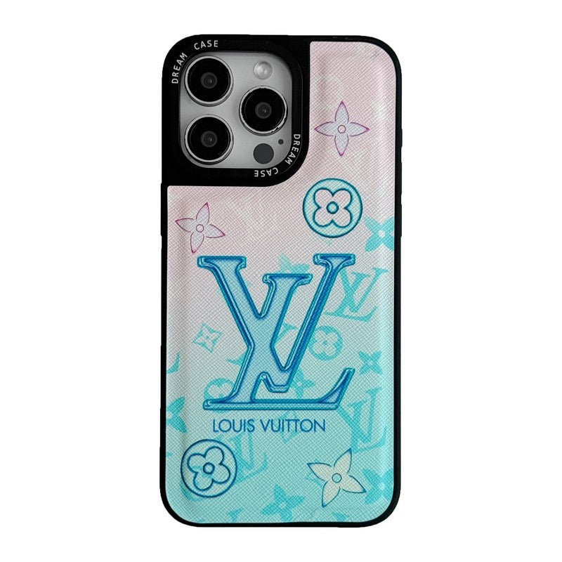 Coque iPhone de luxe en cuir bleu