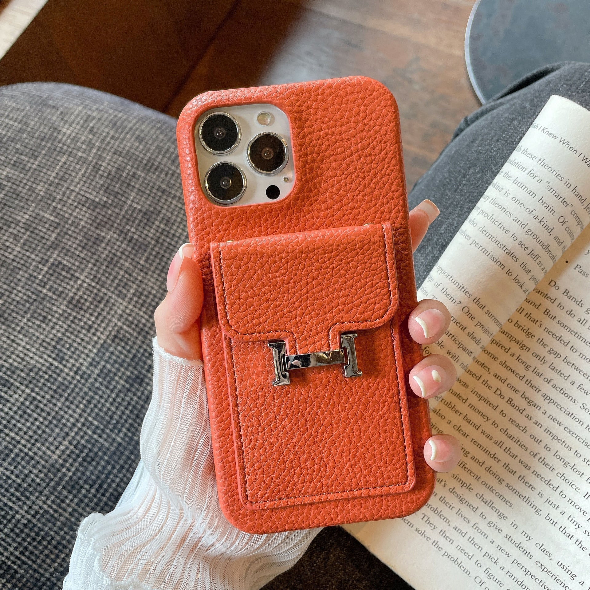 H kártyatartó bőr iPhone tok