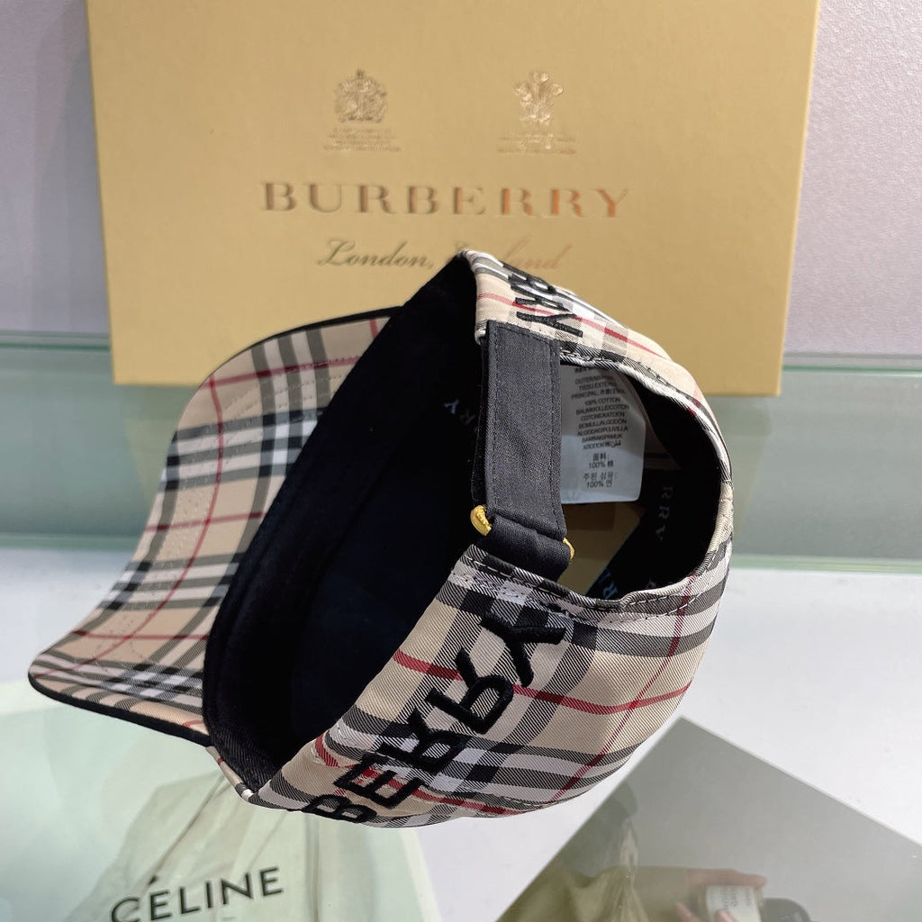 Luxury Baseball Cap Classic Check Embroidered
