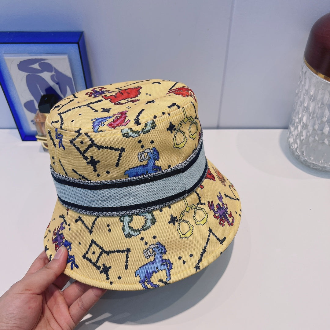 Vintage Oblique Webbing Bucket Hat | Luxury Designer Cotton Bucket Hat