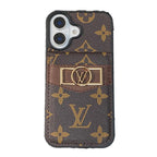 Luxuriöse iPhone-Hülle mit Kartenetui und goldenem Logo