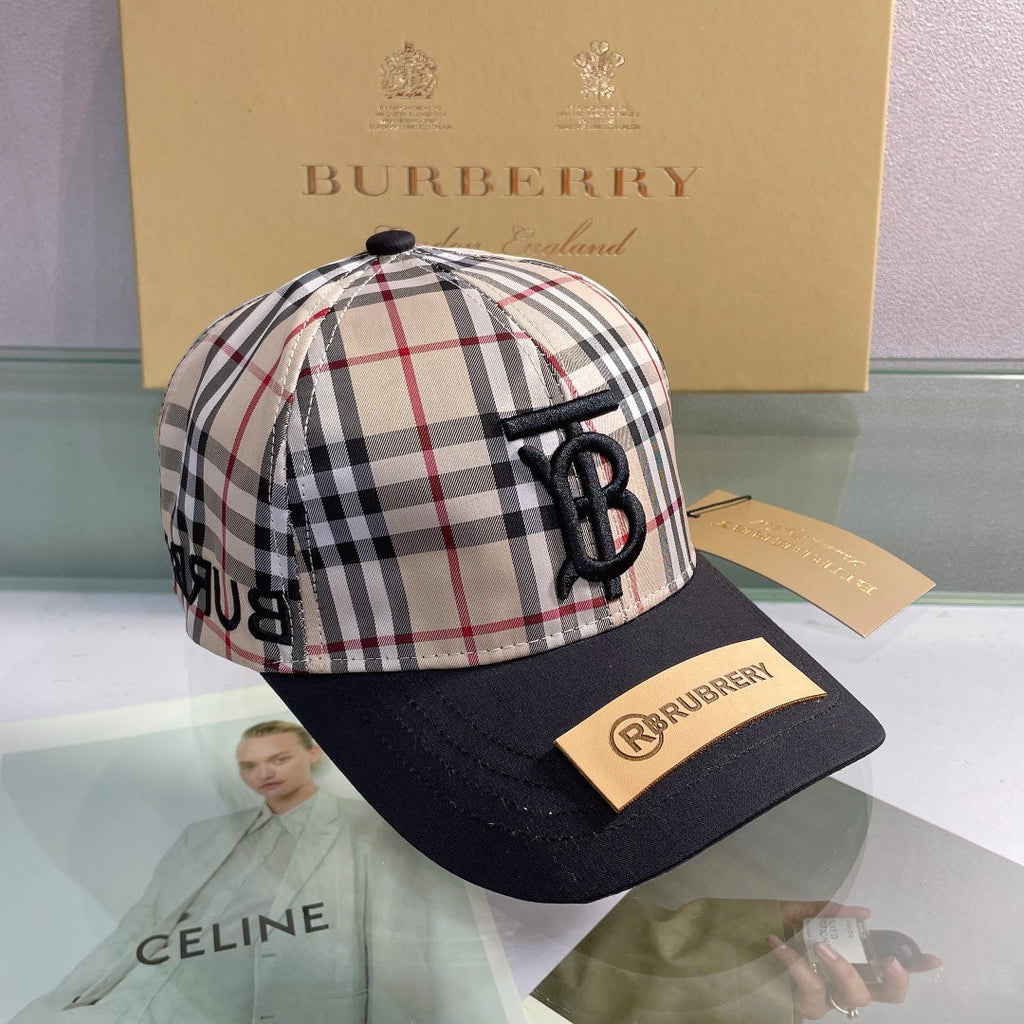Luxury Baseball Cap Classic Check Embroidered