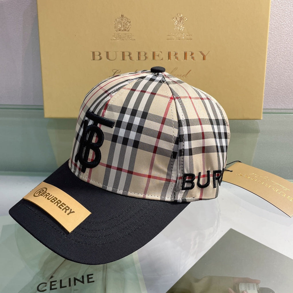 Luxury Baseball Cap Classic Check Embroidered