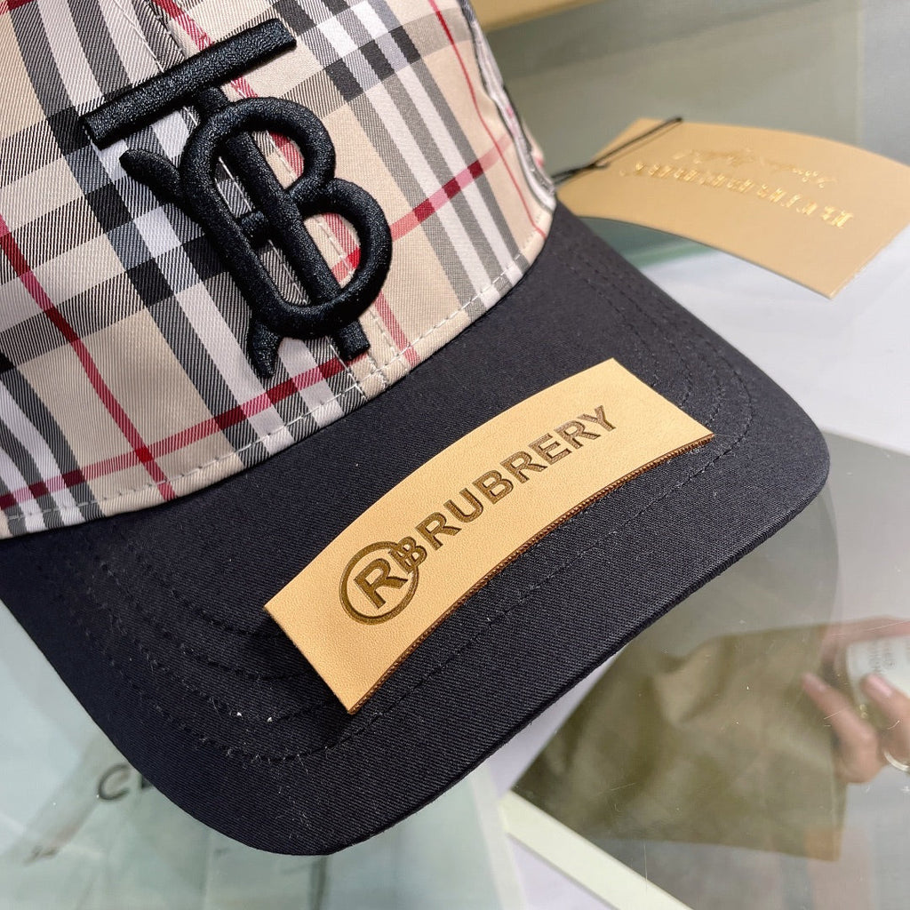 Luxury Baseball Cap Classic Check Embroidered