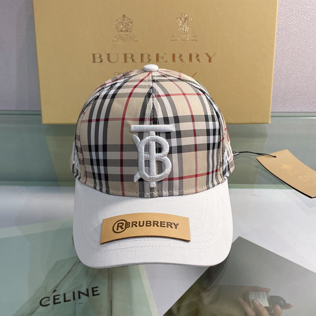 Luxury Baseball Cap Classic Check Embroidered