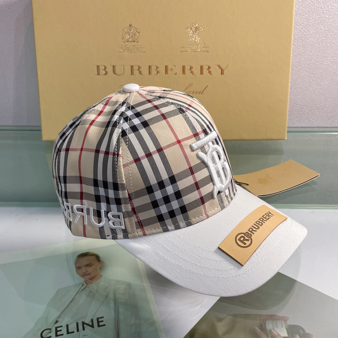 Luxury Baseball Cap Classic Check Embroidered