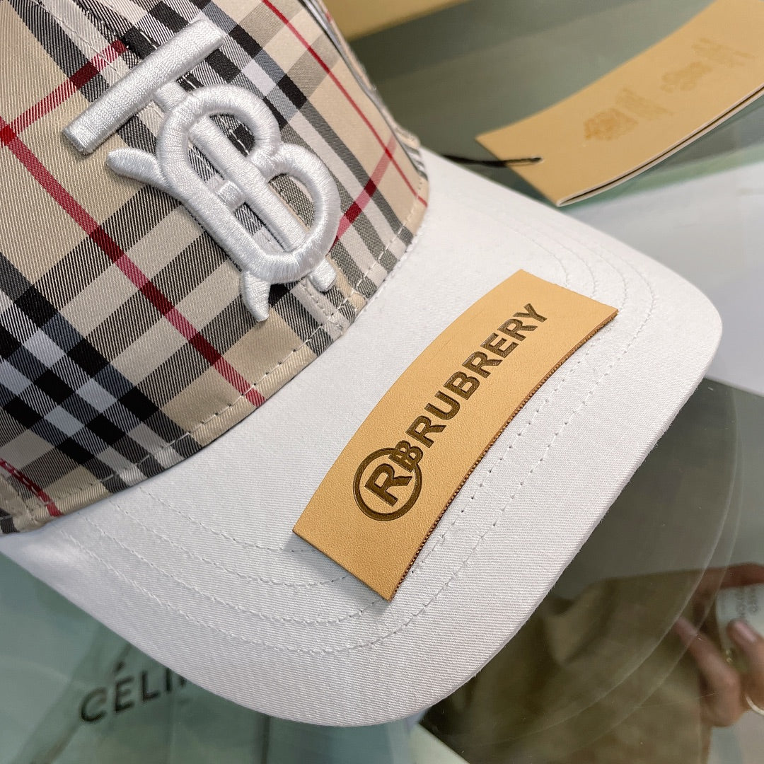Luxury Baseball Cap Classic Check Embroidered