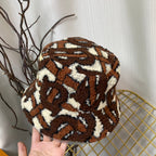 Luxury Check Lamb Wool Bucket Hat | Luxury Designer Winter Hat