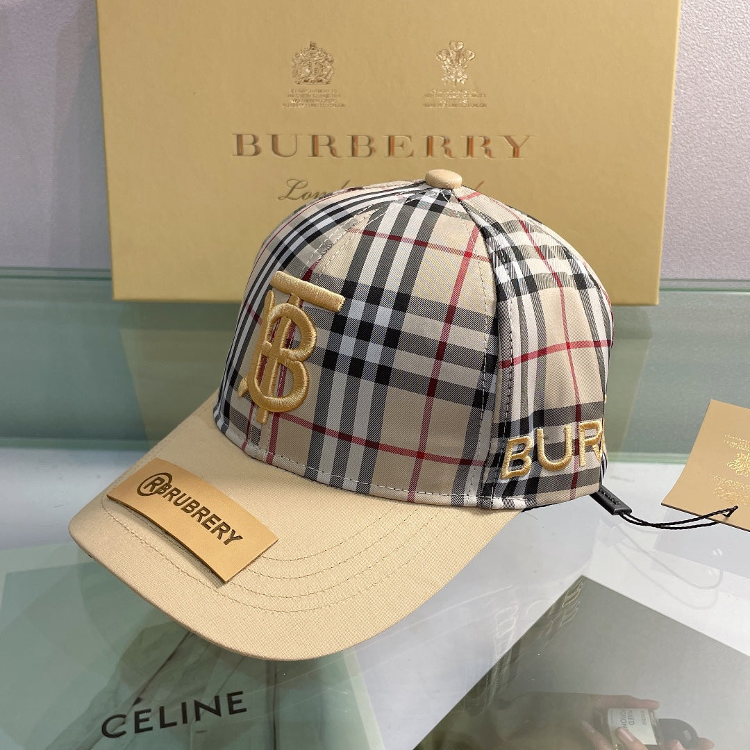 Luxury Baseball Cap Classic Check Embroidered