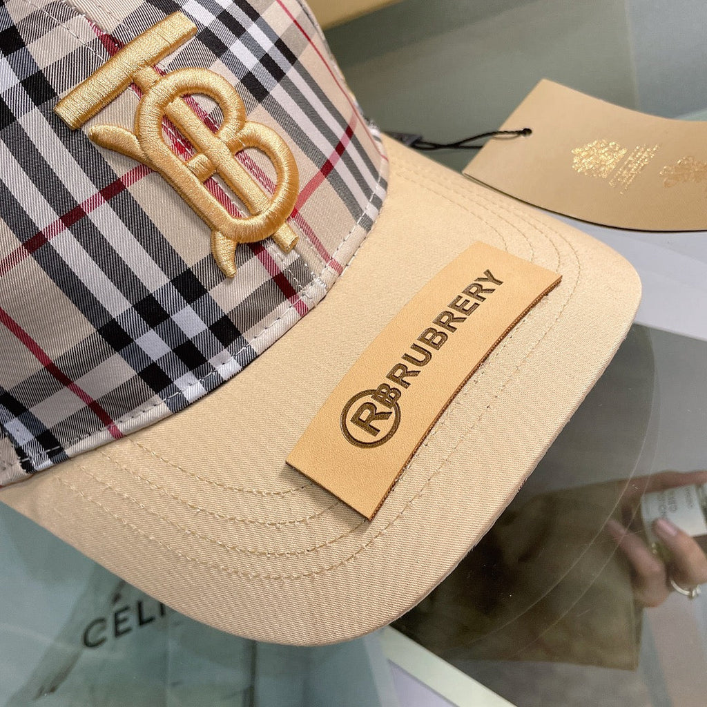 Luxury Baseball Cap Classic Check Embroidered