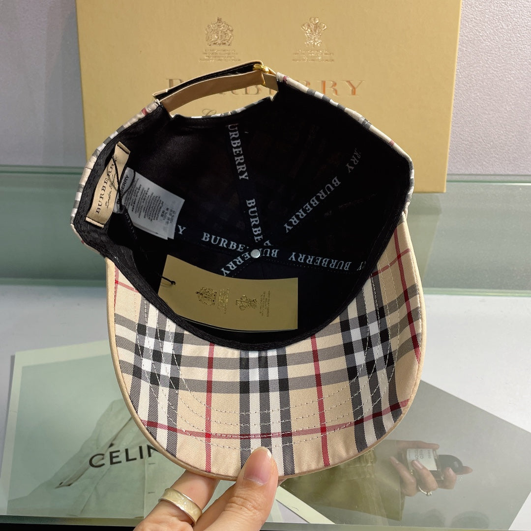Luxury Baseball Cap Classic Check Embroidered