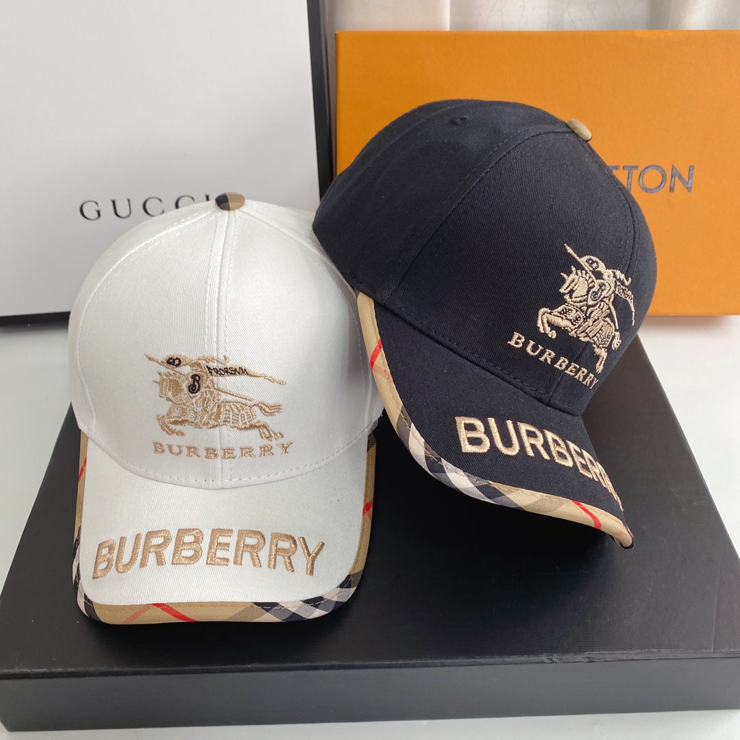 Luxury Vintage Check Embroidered Baseball Cap