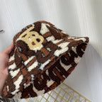 Luxury Check Lamb Wool Bucket Hat | Luxury Designer Winter Hat