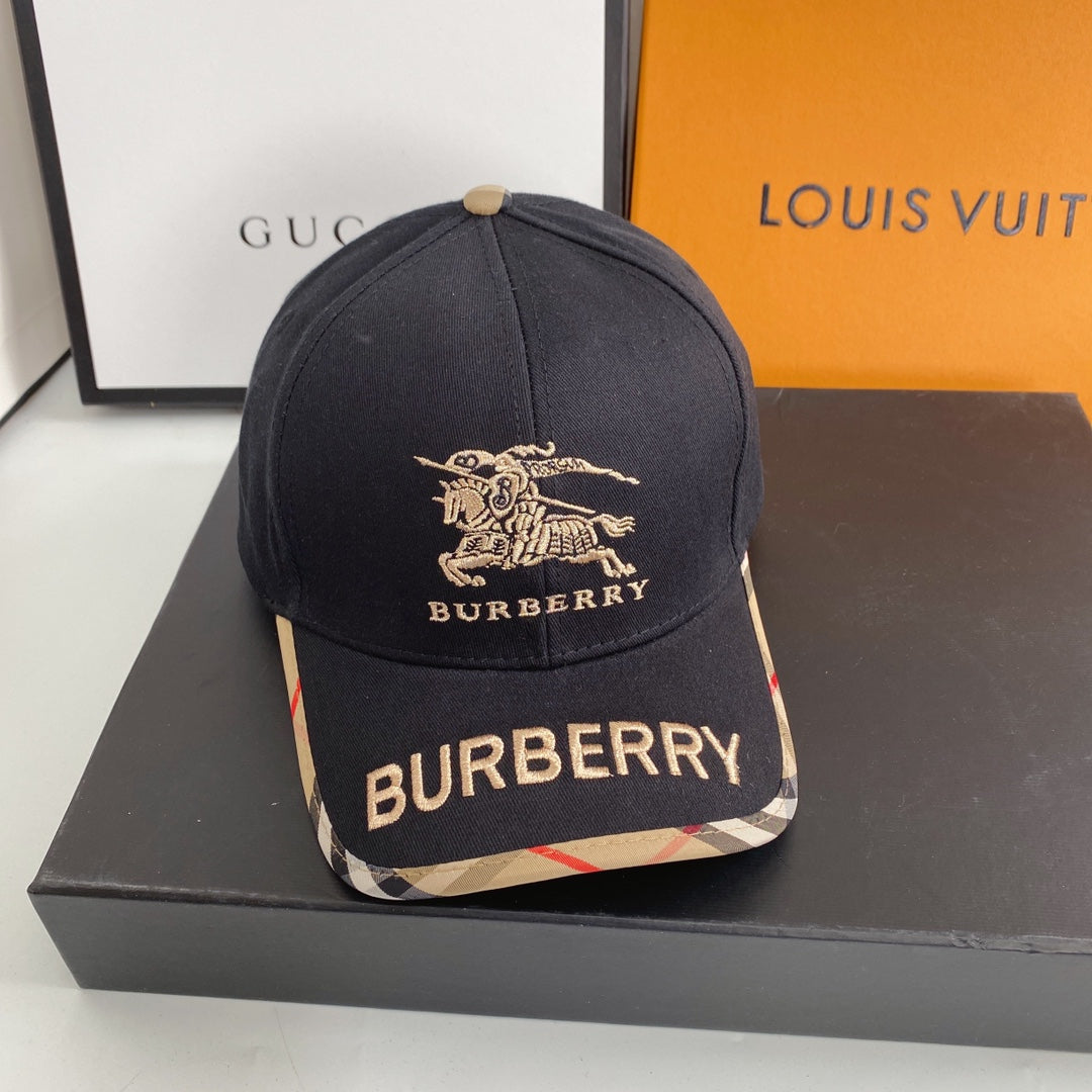 Luxury Vintage Check Embroidered Baseball Cap