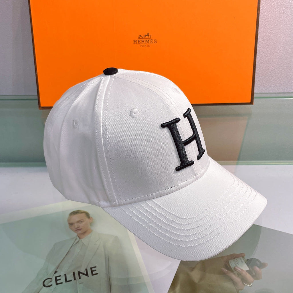 H Embroidered Cotton Baseball Cap