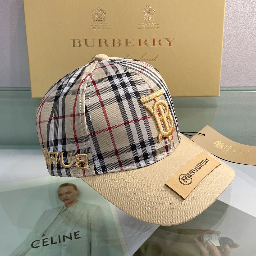Luxury Baseball Cap Classic Check Embroidered
