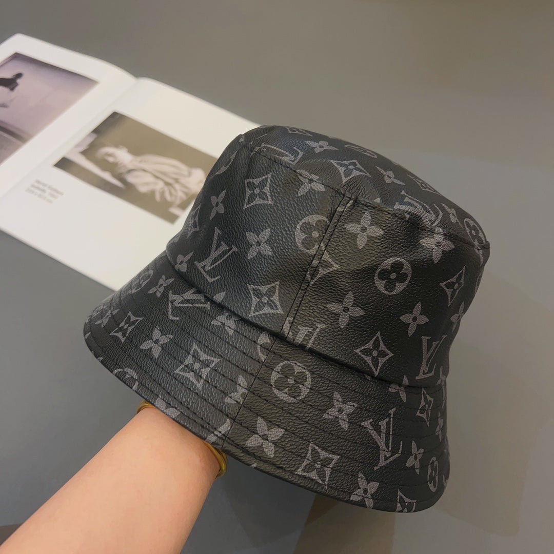 Luxury Monogram Leather Bucket Hat | Luxury Designer 1v Hat