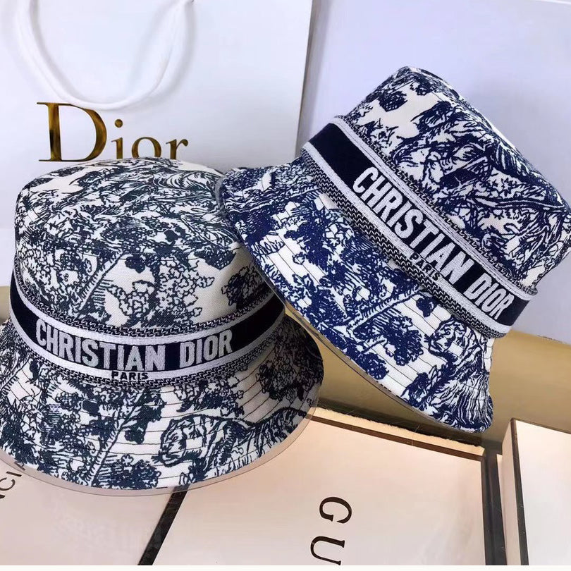 Classic Vintage Toile de Jouy Bucket Hat | Luxury Designer Hat