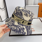 Classic Vintage Embroidered Webbing Pattern Bucket Hat