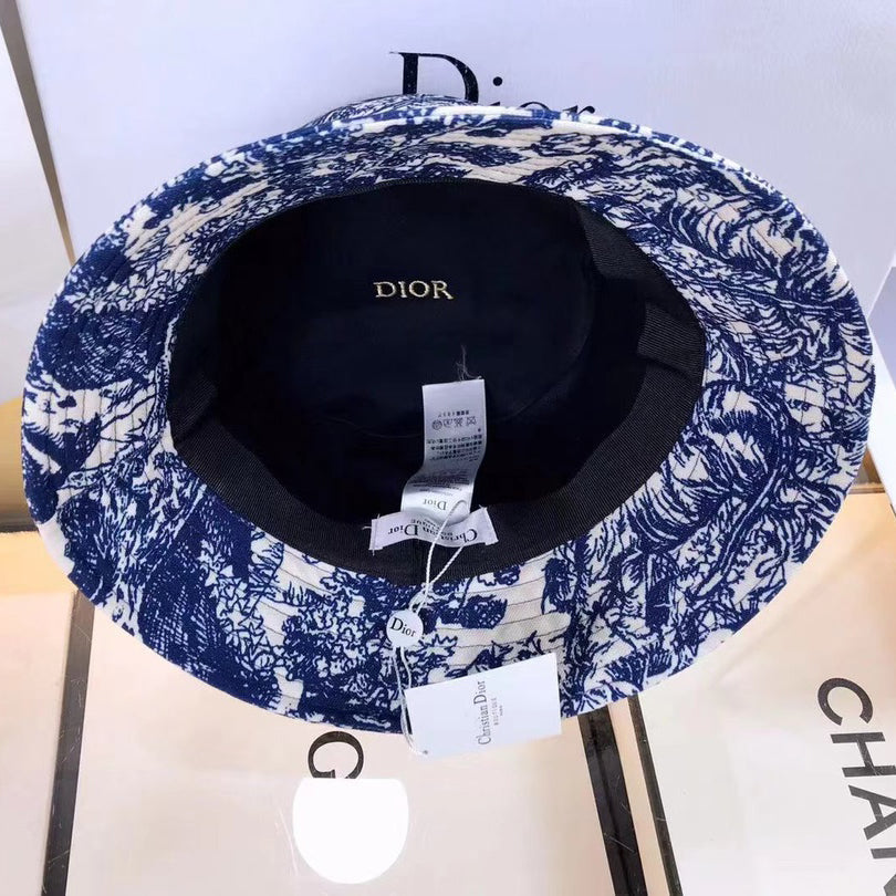 Classic Vintage Toile de Jouy Bucket Hat | Luxury Designer Hat