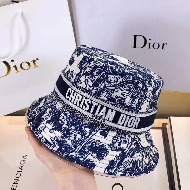 Classic Vintage Toile de Jouy Bucket Hat | Luxury Designer Hat