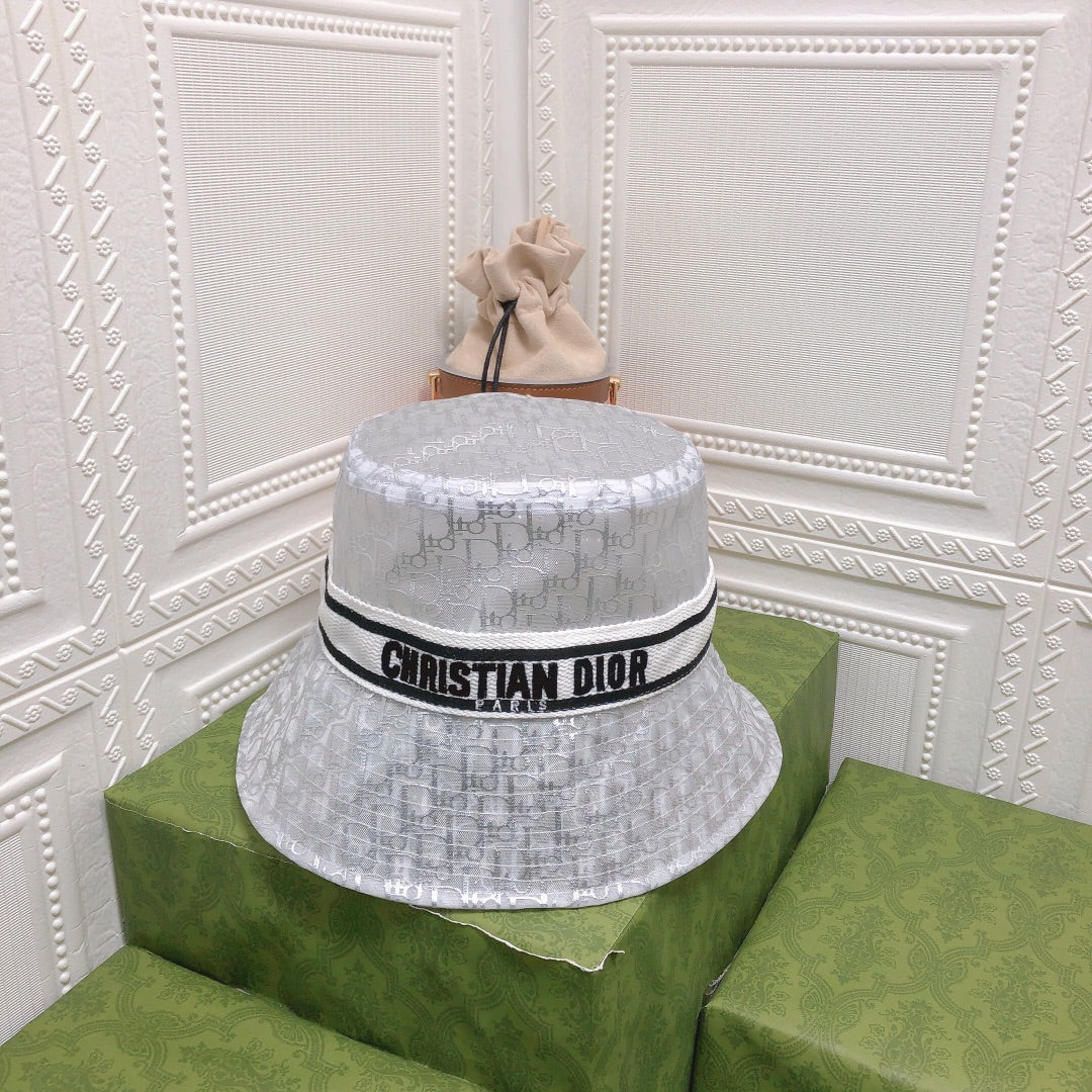 Vintage Sheer Organza Logo Bucket Hat for Women & Men
