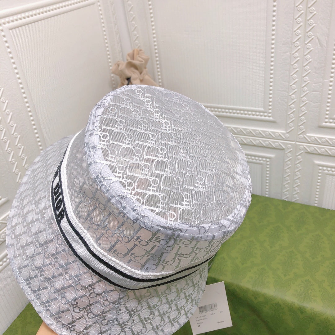 Vintage Sheer Organza Logo Bucket Hat for Women & Men