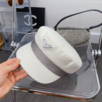 Fashion Triangle Logo Cotton Beret | Luxury Designer French Hat