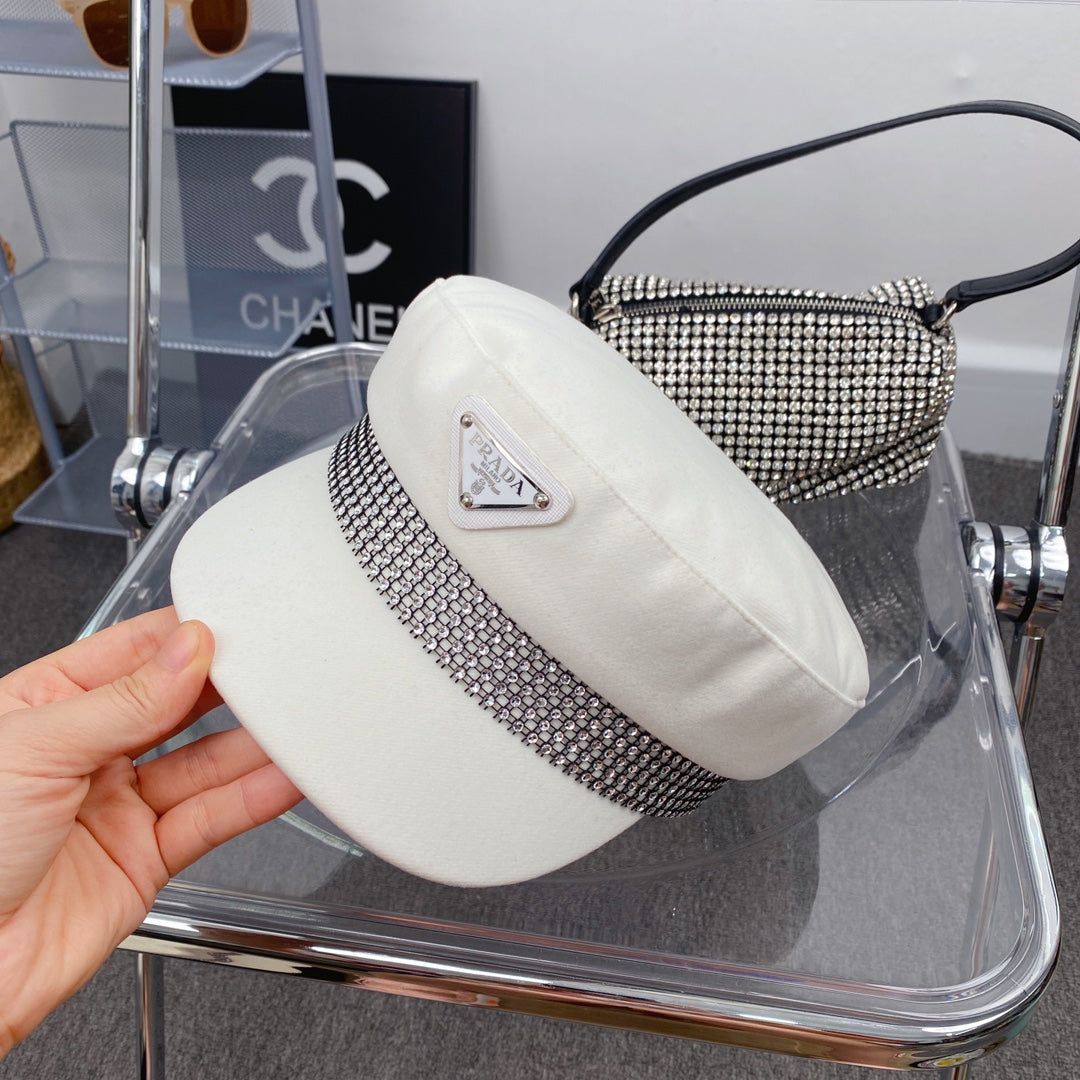 Fashion Triangle Logo Cotton Beret | Luxury Designer French Hat