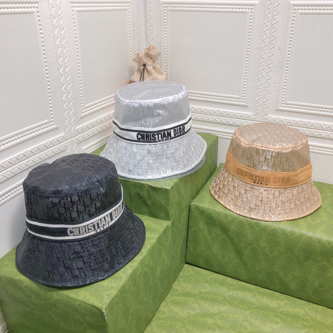 Vintage Sheer Organza Logo Bucket Hat for Women & Men