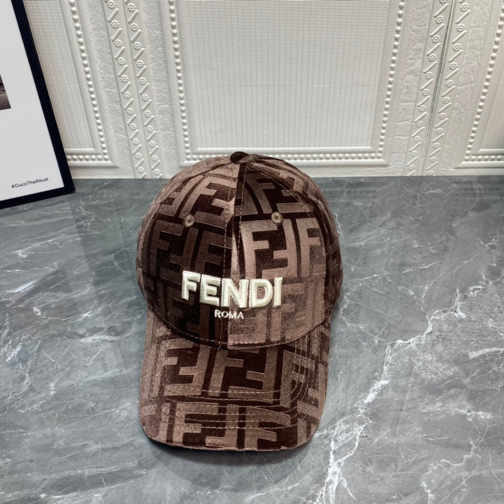 Luxury FF Gold Velvet Baseball Cap | Luxury Designer Adjustable Hat