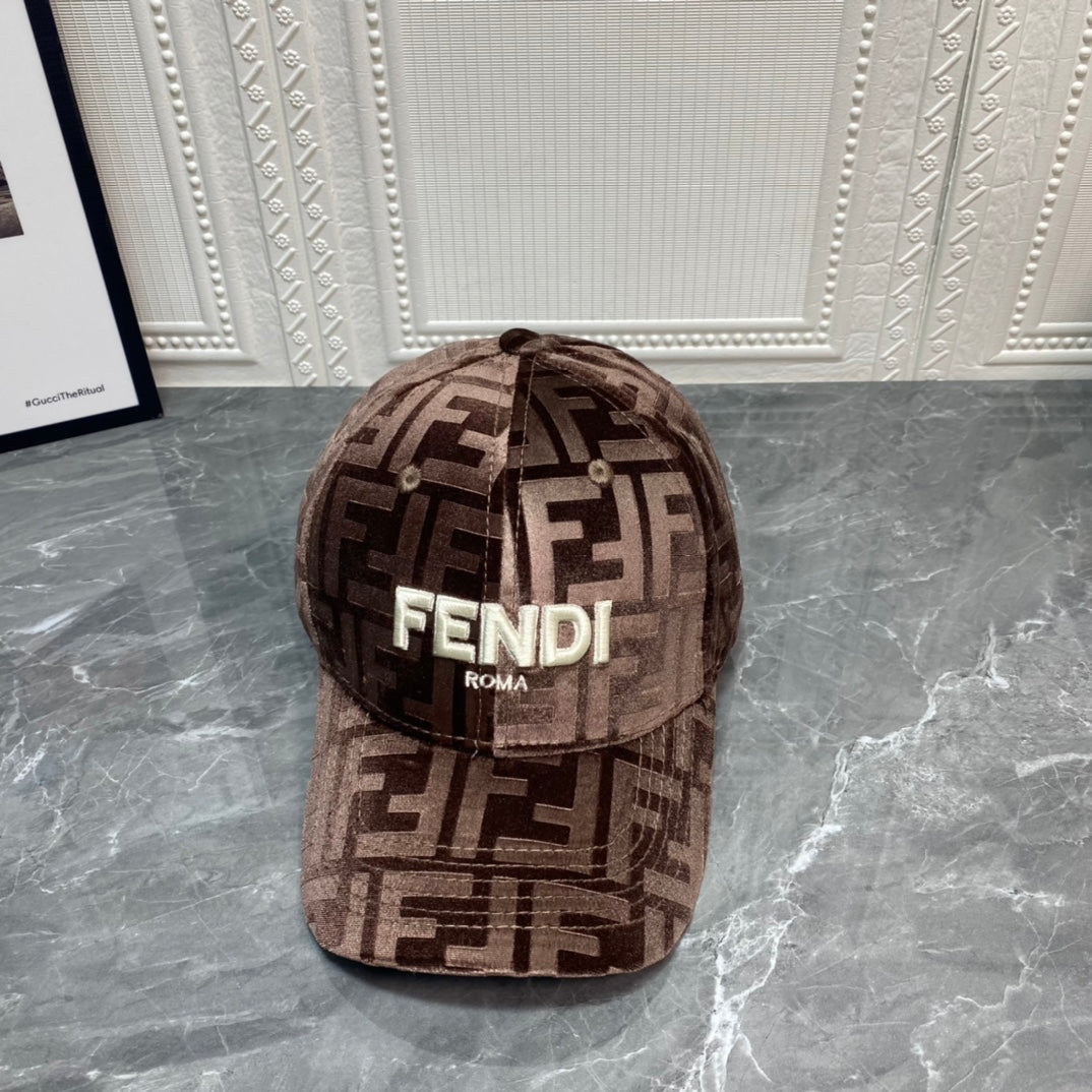 Luxury FF Gold Velvet Baseball Cap | Luxury Designer Adjustable Hat