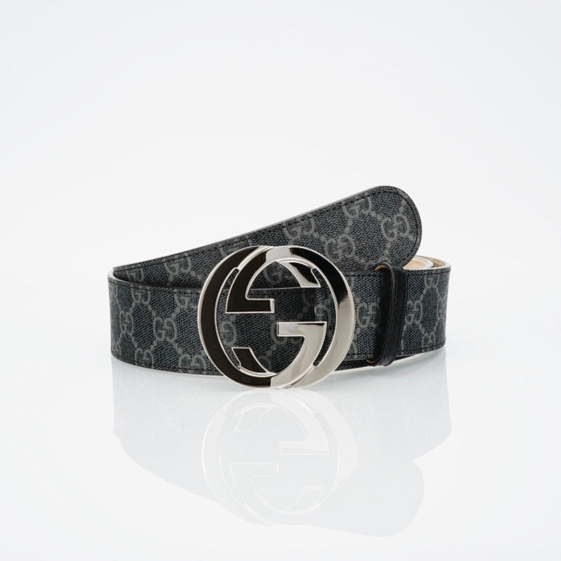 GG Reversible Leather Belt with Silver Buckle
