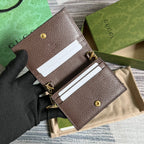 Ophidia Premium Card Case Wallet Supreme Canvas Beige For Women‎ 4.3in/11cm 523155 96IWG 8745