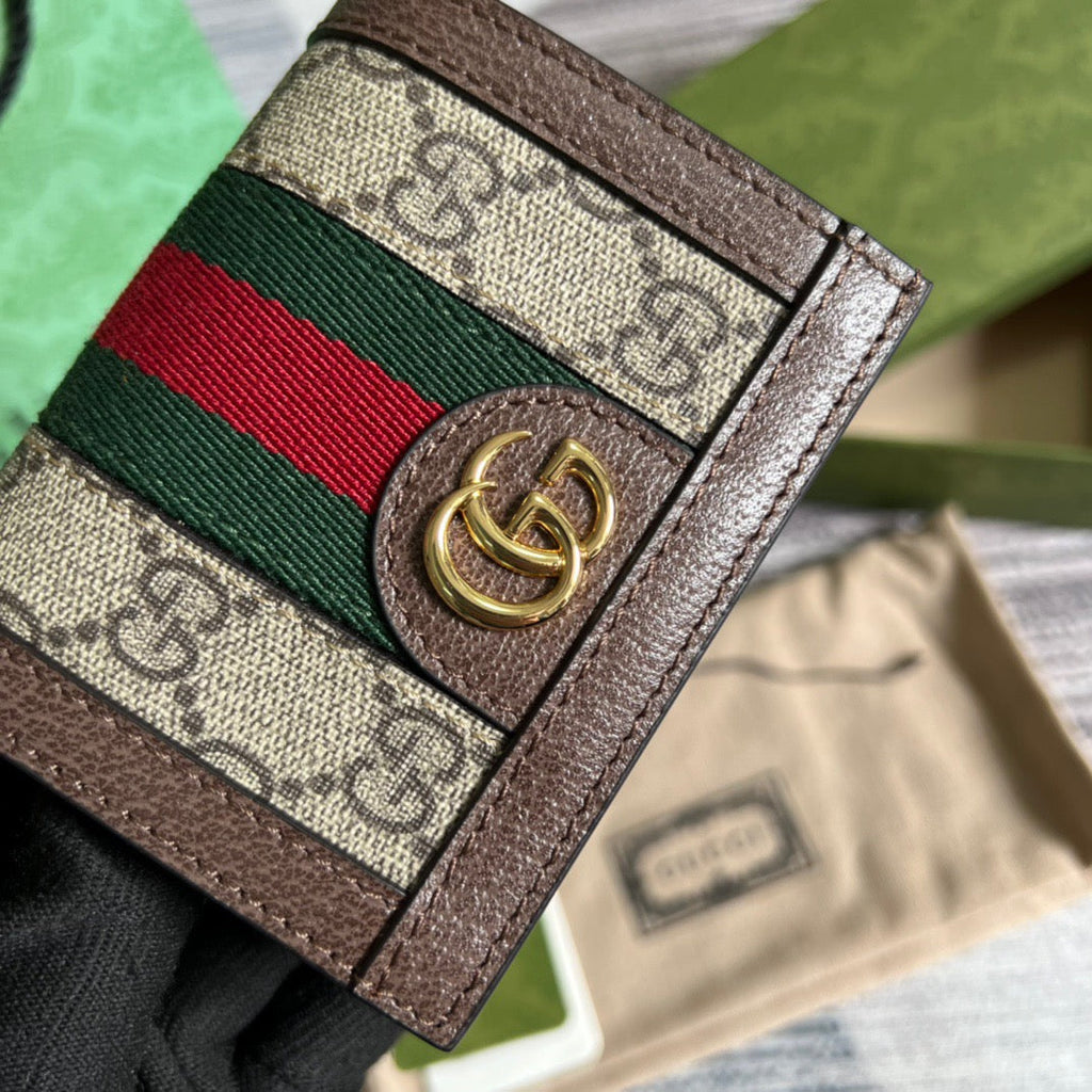 Ophidia Premium Card Case Wallet Supreme Canvas Beige For Women‎ 4.3in/11cm 523155 96IWG 8745