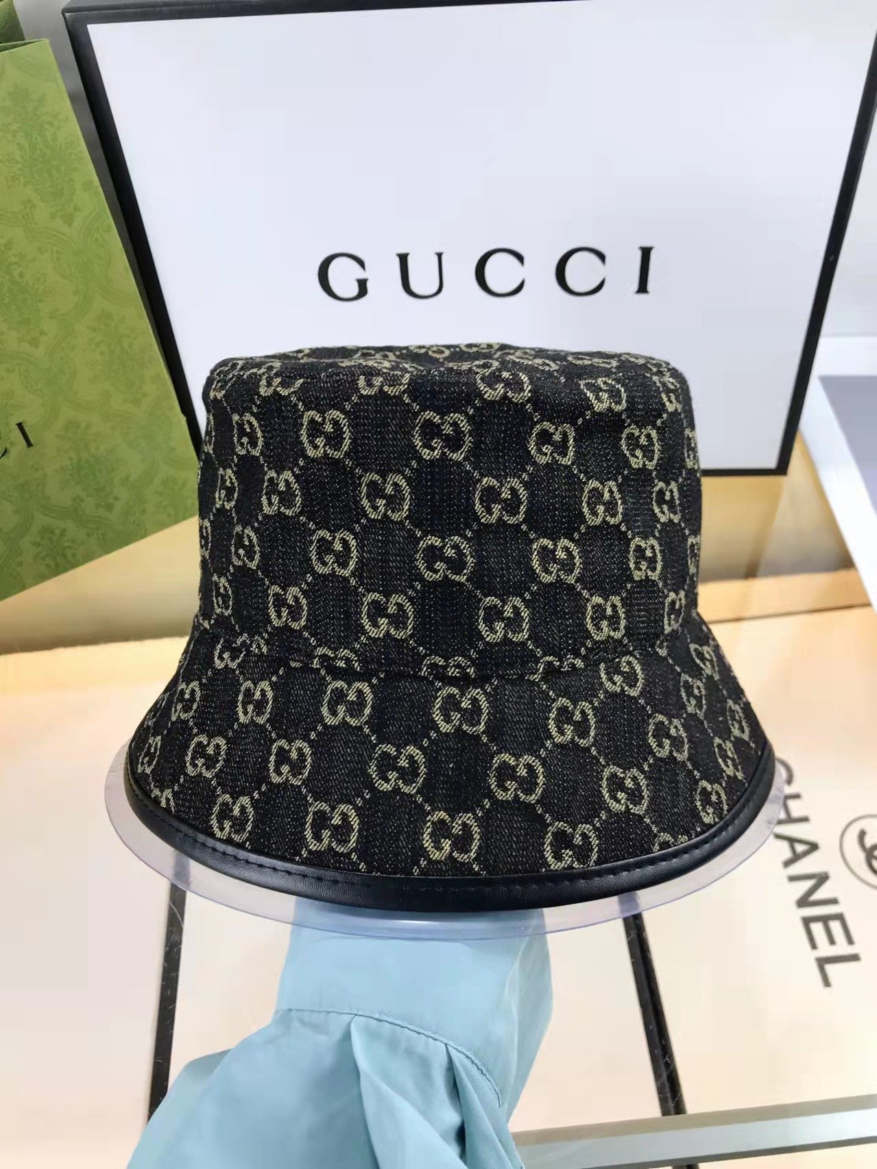 Classic GG Monogram Premium Denim Bucket Hat for Men & Women