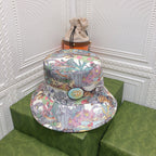 Classic Floral Tiger Cotton Bucket Hat | Luxury Designer Botanical Bucket Hat