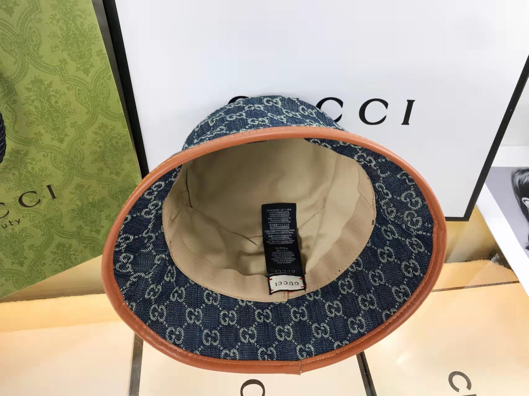 Classic GG Monogram Premium Denim Bucket Hat for Men & Women