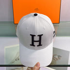 H Embroidered Cotton Baseball Cap