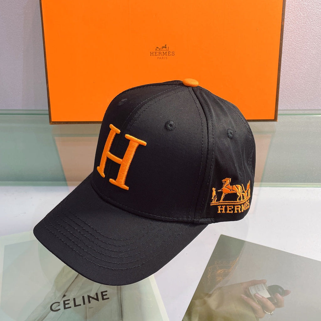 H Embroidered Cotton Baseball Cap