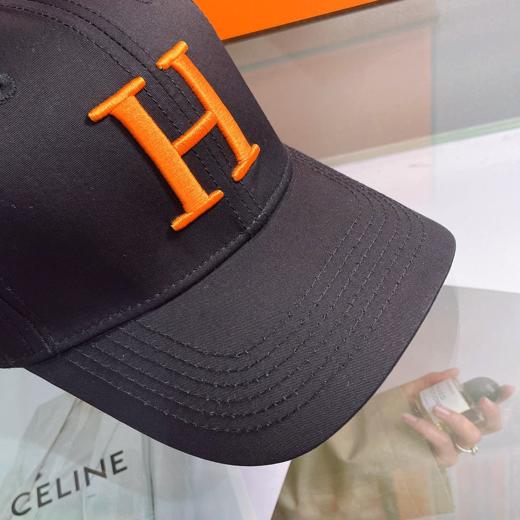 H Embroidered Cotton Baseball Cap