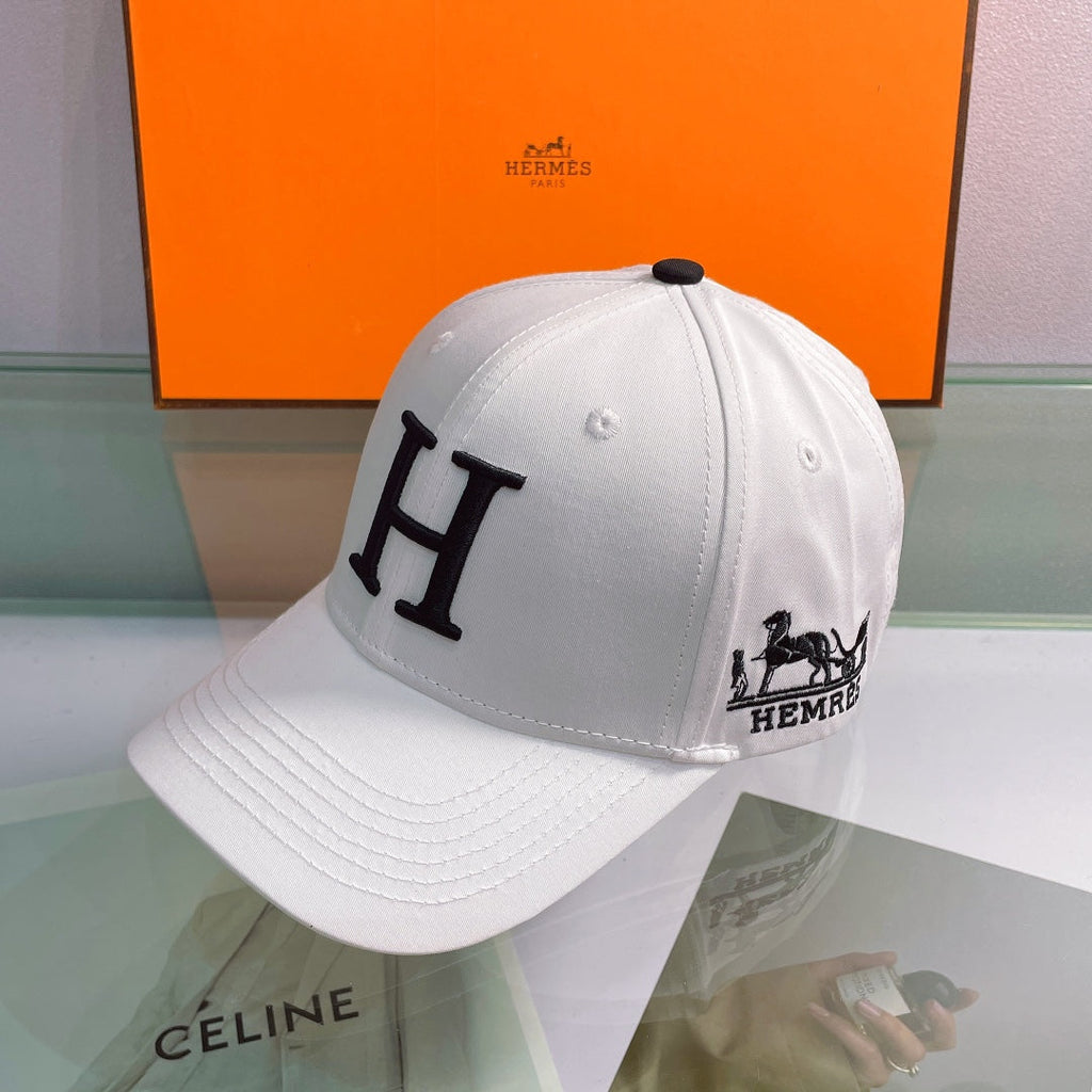 H Embroidered Cotton Baseball Cap