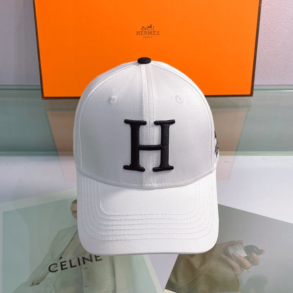 H Embroidered Cotton Baseball Cap