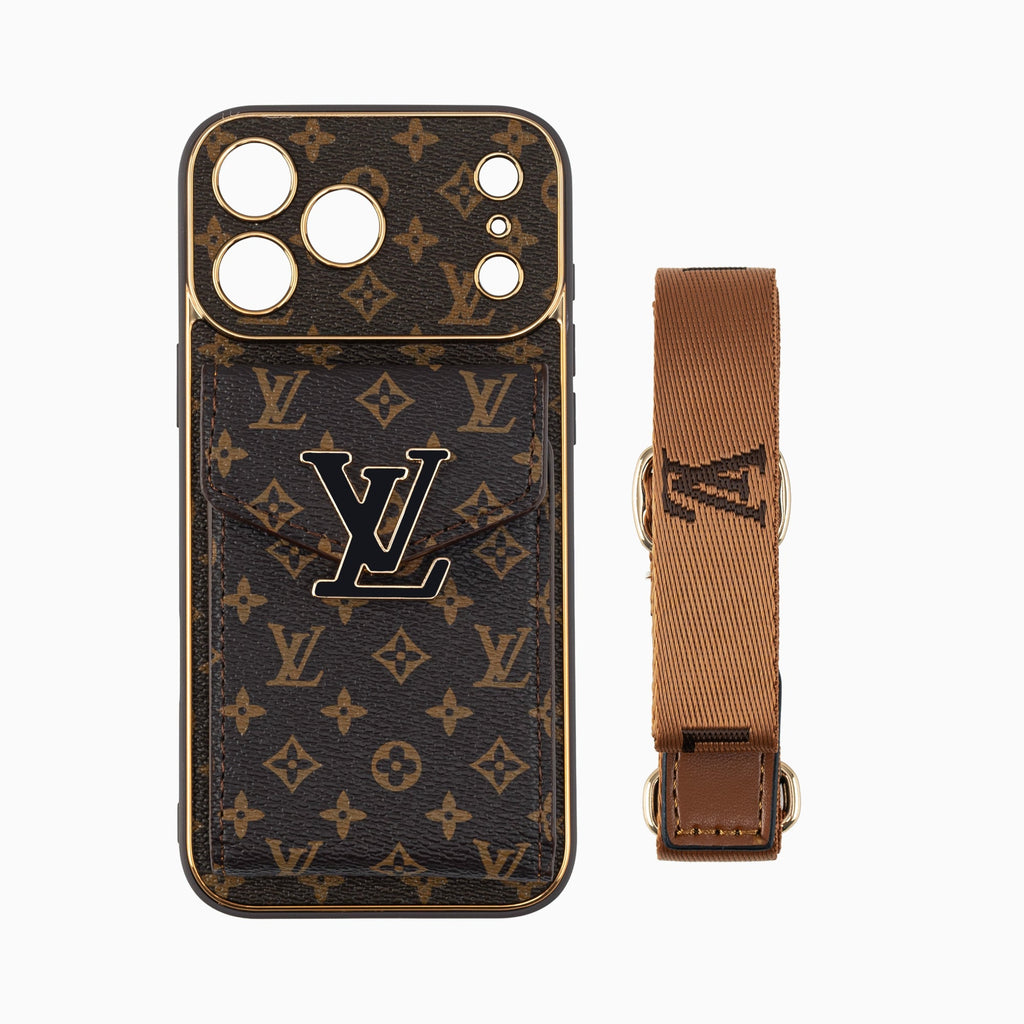 New Classic Luxury Card Holder iPhone Case with Crossbody Strap